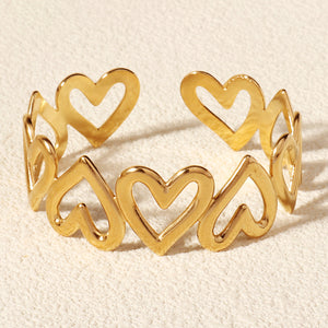 Miallo Fashion 18k Gold Plated Stainless Steel Bracelet Heart Pattern Women Hand Jewelry Cuff Bracelet Girls Accessories BS-J5561G