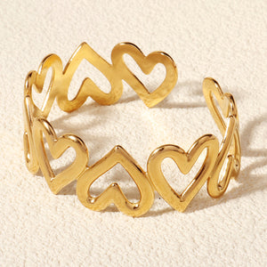 Miallo Fashion 18k Gold Plated Stainless Steel Bracelet Heart Pattern Women Hand Jewelry Cuff Bracelet Girls Accessories BS-J5561G