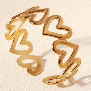 Miallo Fashion 18k Gold Plated Stainless Steel Bracelet Heart Pattern Women Hand Jewelry Cuff Bracelet Girls Accessories BS-J5561G