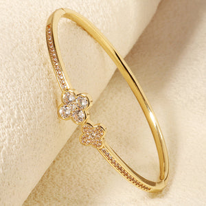 Miallo Light Luxury Zircon Flower Lucky Grass Clasp Bracelet Minimalist Versatile High End Bracelet for Women BS-J5581G