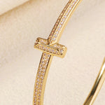 Load image into Gallery viewer, Miallo Simple Stylish Nail Pattern Bangle Copper Lnlaid With Zircon Daily Accessories BS-J5520G
