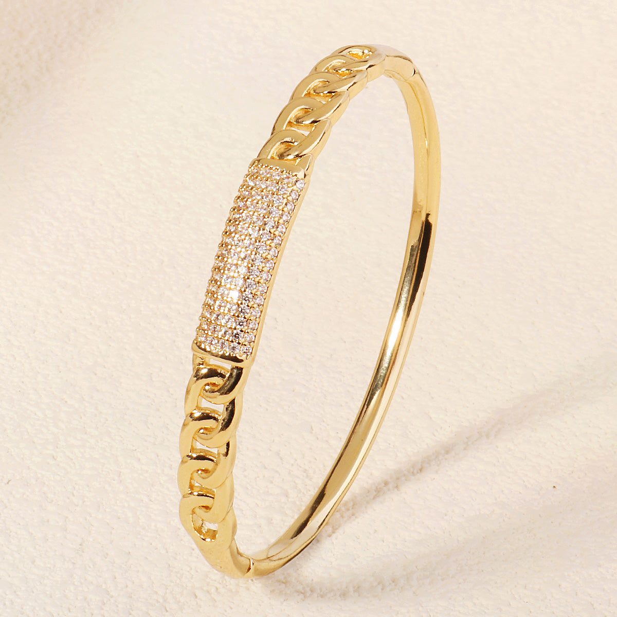 Miallo Unique Design Chain Pattern Bangle Shiny Copper Inlaid With Cubic Zircon Accessories BS-J5516G