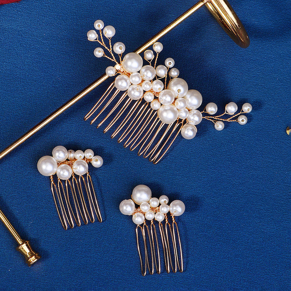 Miallo Vintage Handmade Knitting Pearl Hair Combs Wedding Accessories For Girls HS-J6903G