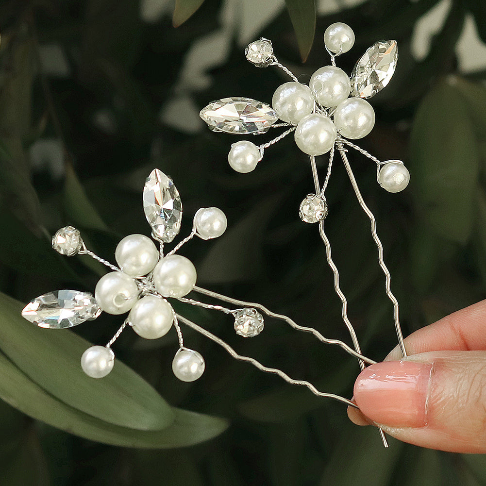 Miallo Simple Shiny Rhinestone Pearl Hairpins Handmade Daily Hair Accessories For Women And Girls Gift HS-J5003