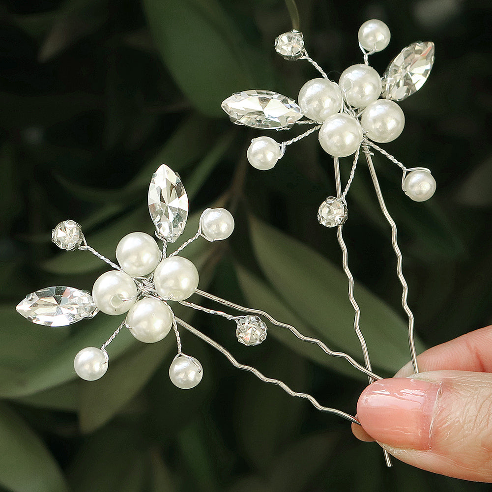 Miallo Simple Shiny Rhinestone Pearl Hairpins Handmade Daily Hair Accessories For Women And Girls Gift HS-J5003