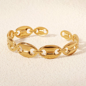 Miallo Hot New Gold Hollow Out Adjustable Bangle Fashion Stainless Steel Cuff Bracelet For Women for Gift Excellent Accessory BS-J5568G