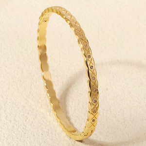 Miallo Light Luxury Versatile Fashion Quilted Pattern Bracelet Narrow Version Rhinestones Bracelet for Women BS-J5580