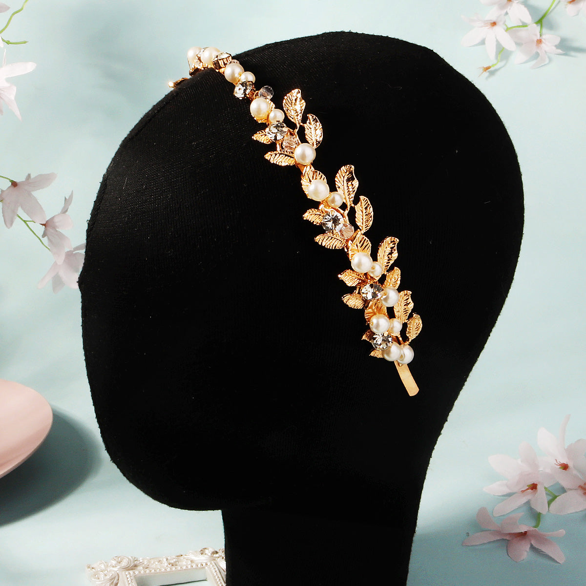 Miallo Exquisite Shiny Alloy Leaves Bride Wedding Hairband Rhinestone Crystal Pearl Hair Accessories For Girls Birthday Gift TS-J3380G
