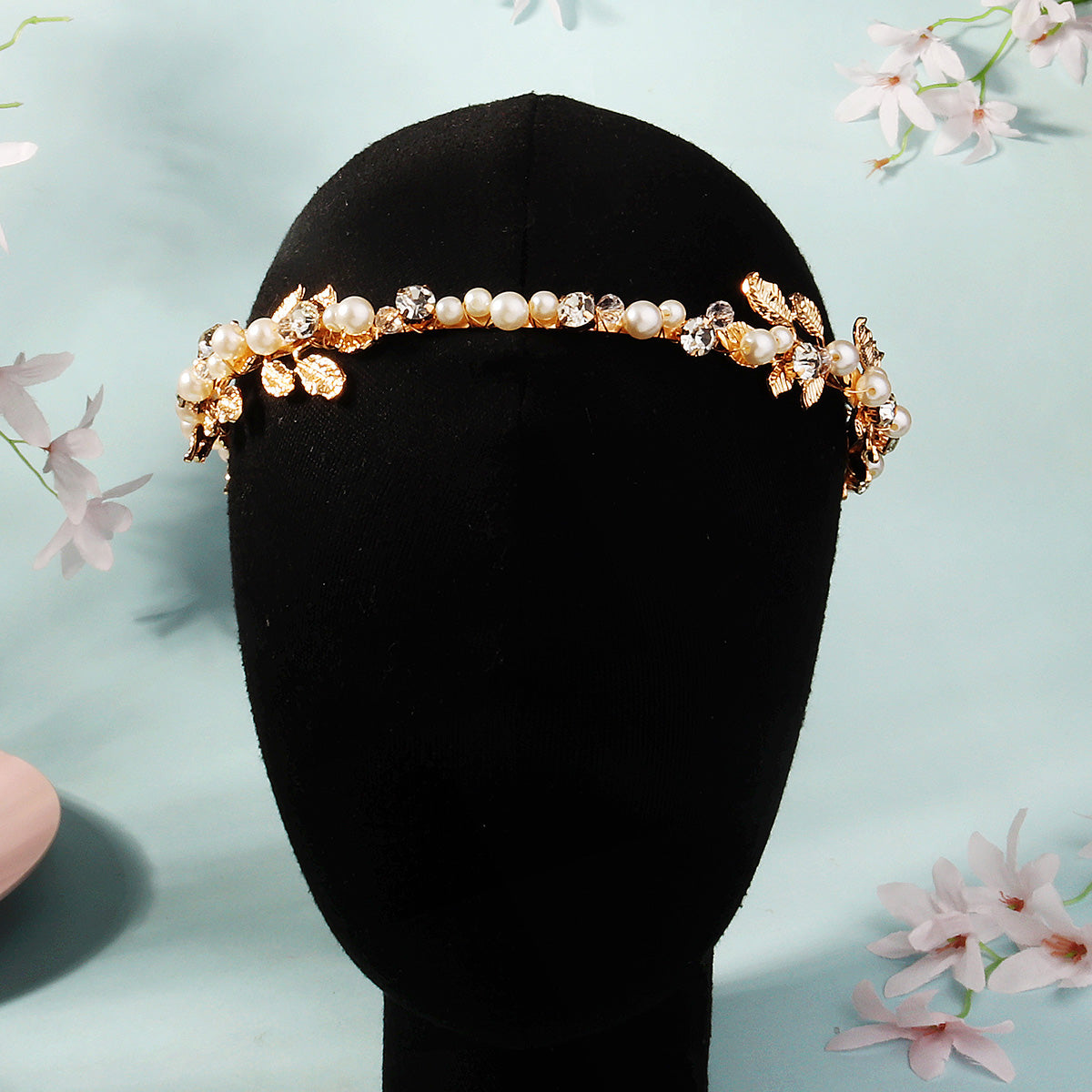 Miallo Exquisite Shiny Alloy Leaves Bride Wedding Hairband Rhinestone Crystal Pearl Hair Accessories For Girls Birthday Gift TS-J3380G