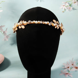 Miallo Exquisite Shiny Alloy Leaves Bride Wedding Hairband Rhinestone Crystal Pearl Hair Accessories For Girls Birthday Gift TS-J3380G