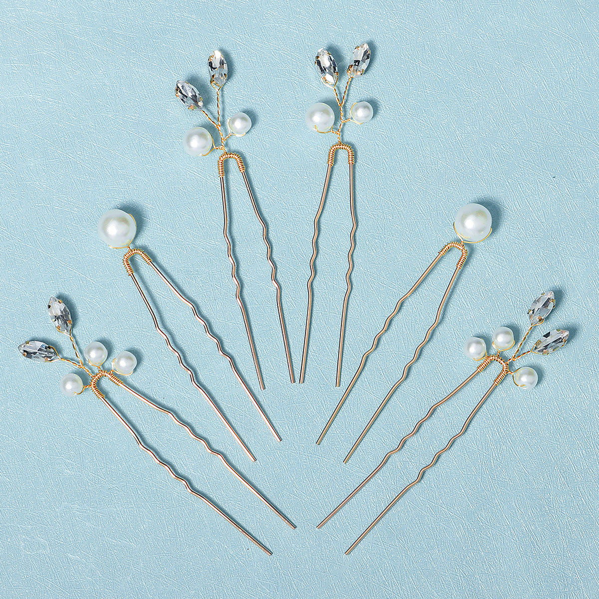 Miallo Simple Temperament High-quality Precious Hairpin (6 pcs/pack) Pearl And Metal Leaves Hair Accessories Bride Wedding Hair Jewelry HS-J6484