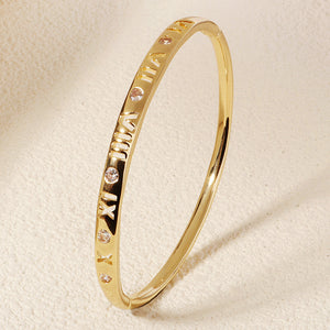 Miallo Vintage Hollowed-out Copper inlaid with Cubic Zircon Roman numerals Bangle Daily Accessories BS-J5529G