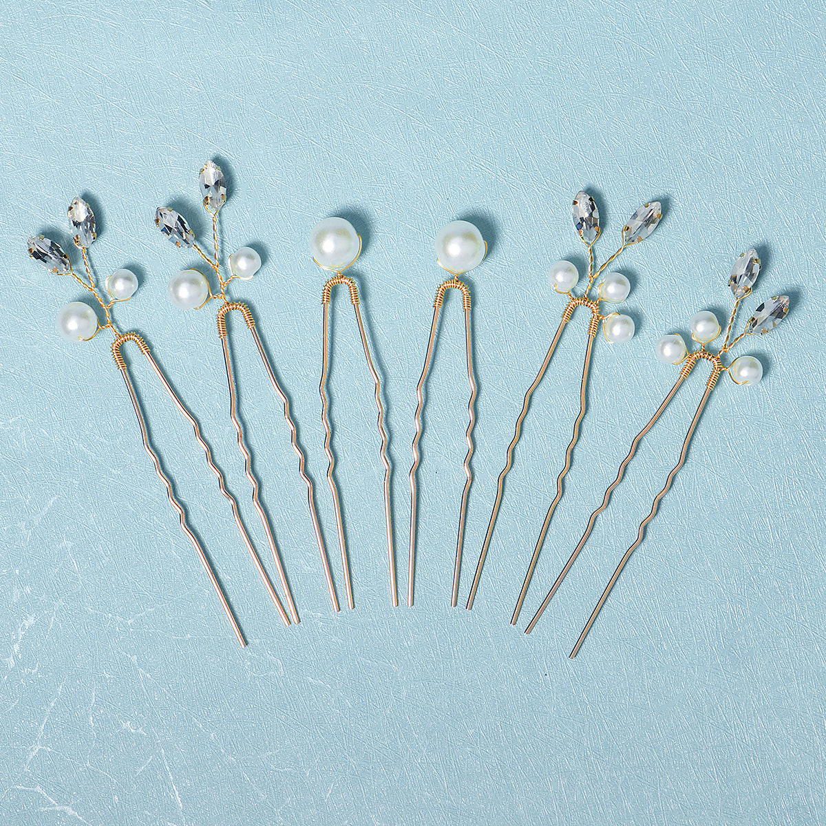 Miallo Simple Temperament High-quality Precious Hairpin (6 pcs/pack) Pearl And Metal Leaves Hair Accessories Bride Wedding Hair Jewelry HS-J6484