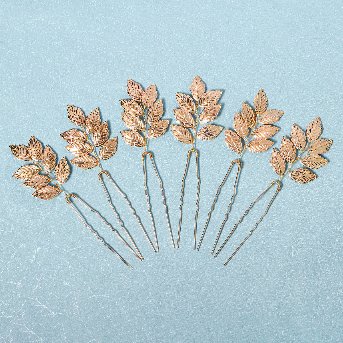 Miallo Simple Creative Gold Metal Leaves Hair pin (6 pcs/pack) Fashion Bride Wedding Hairpin Jewelry Headdress HS-J6486