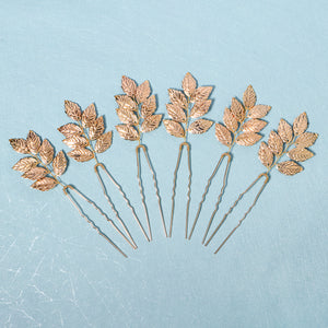 Miallo Simple Creative Gold Metal Leaves Hair pin (6 pcs/pack) Fashion Bride Wedding Hairpin Jewelry Headdress HS-J6486