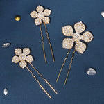 Load image into Gallery viewer, Miallo Exquisite Rhinestone Metal Flower Hair Pins Jewelry Wedding Bride Hair Accessories (3 pcs/pack) HS-J6151
