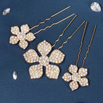 Load image into Gallery viewer, Miallo Exquisite Rhinestone Metal Flower Hair Pins Jewelry Wedding Bride Hair Accessories (3 pcs/pack) HS-J6151
