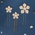 Load image into Gallery viewer, Miallo Exquisite Rhinestone Metal Flower Hair Pins Jewelry Wedding Bride Hair Accessories (3 pcs/pack) HS-J6151
