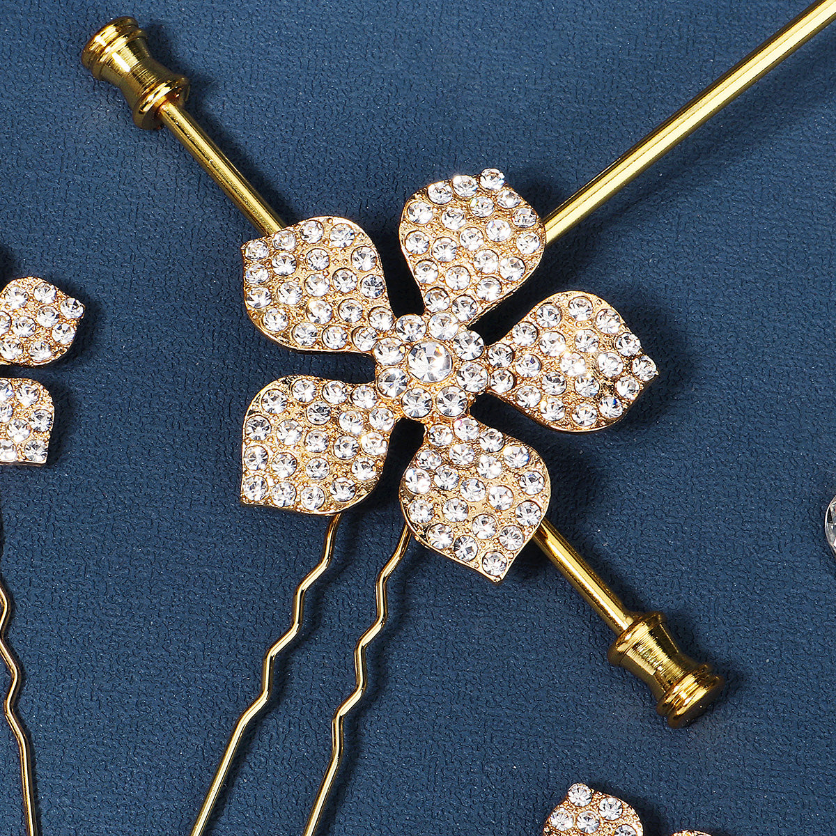 Miallo Exquisite Rhinestone Metal Flower Hair Pins Jewelry Wedding Bride Hair Accessories (3 pcs/pack) HS-J6151