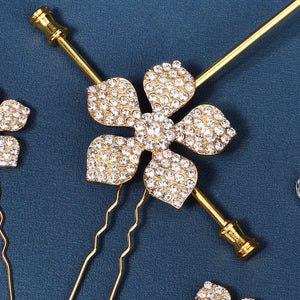 Miallo Exquisite Rhinestone Metal Flower Hair Pins Jewelry Wedding Bride Hair Accessories (3 pcs/pack) HS-J6151