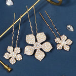 Load image into Gallery viewer, Miallo Exquisite Rhinestone Metal Flower Hair Pins Jewelry Wedding Bride Hair Accessories (3 pcs/pack) HS-J6151
