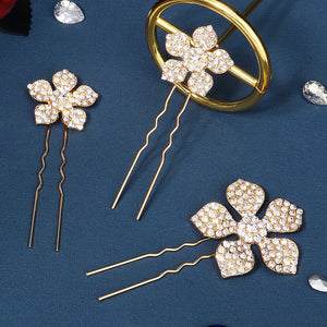 Miallo Exquisite Rhinestone Metal Flower Hair Pins Jewelry Wedding Bride Hair Accessories (3 pcs/pack) HS-J6151