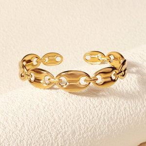 Miallo Hot New Gold Hollow Out Adjustable Bangle Fashion Stainless Steel Cuff Bracelet For Women for Gift Excellent Accessory BS-J5568G