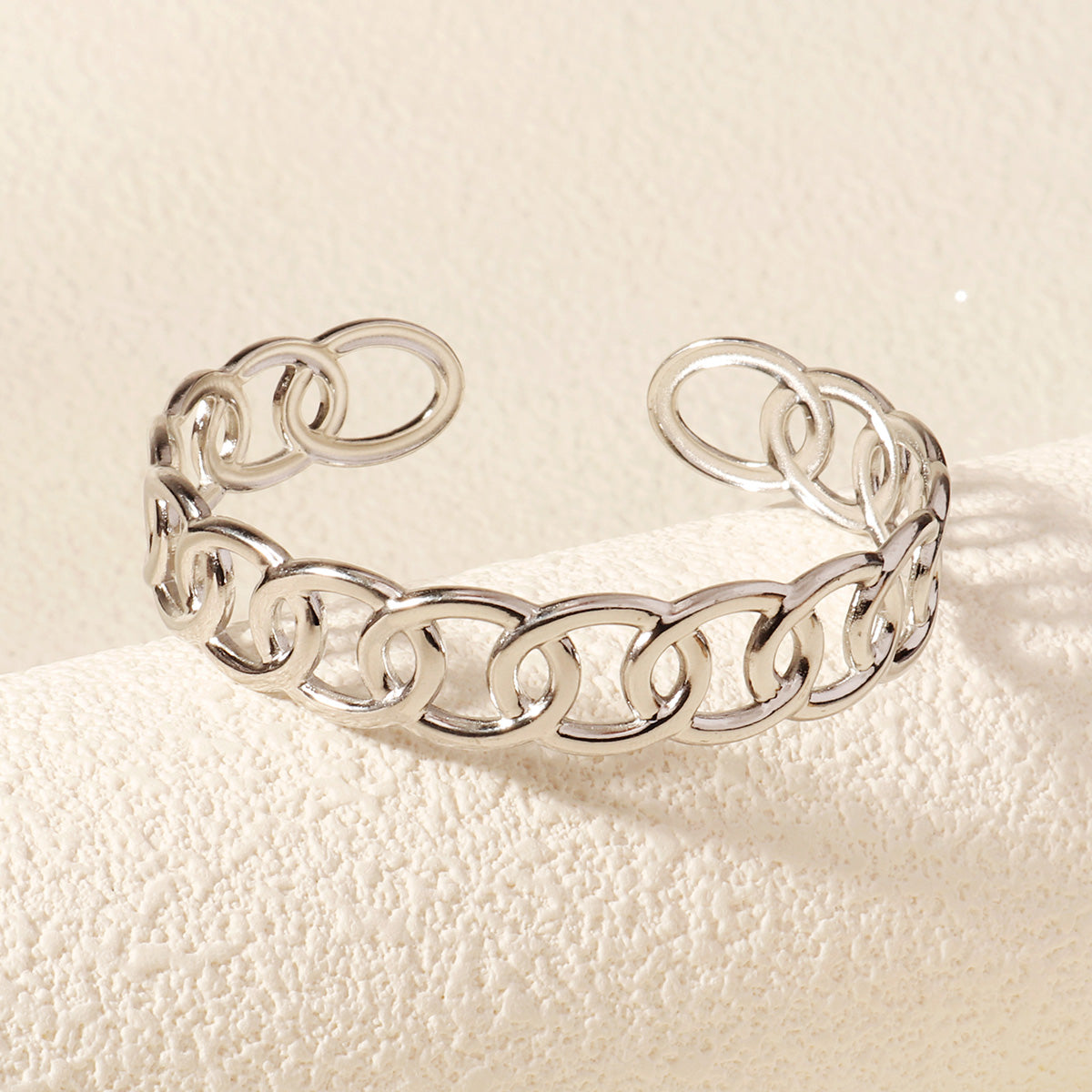Miallo Fashion Dainty Minimalist Jewelry Tarnish Free Stainless Steel Hollow Link Chain Cuff Bangle Bracelet BS-J5562S