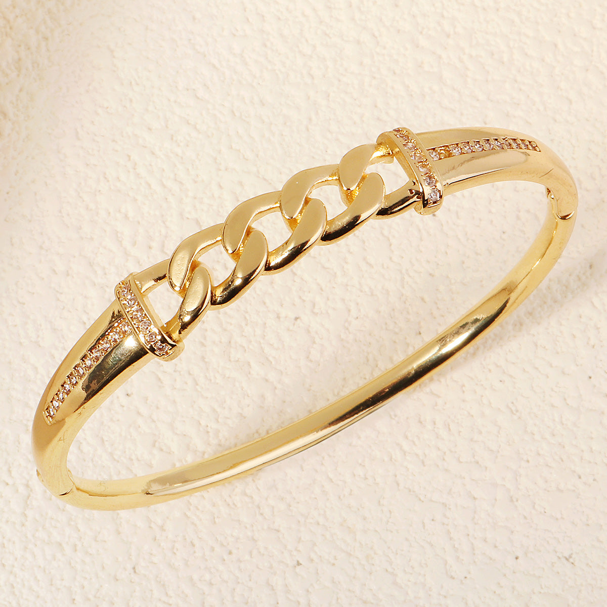 Miallo Simple Inlaid With Cubic Zircon Bangle Chain Pattern Fashion Accessories For Women BS-J5543G