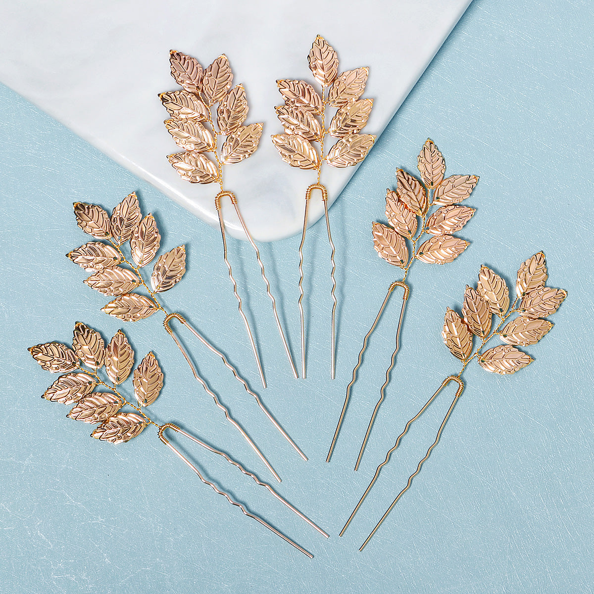 Miallo Simple Creative Gold Metal Leaves Hair pin (6 pcs/pack) Fashion Bride Wedding Hairpin Jewelry Headdress HS-J6486