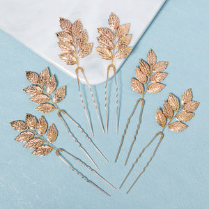 Miallo Simple Creative Gold Metal Leaves Hair pin (6 pcs/pack) Fashion Bride Wedding Hairpin Jewelry Headdress HS-J6486