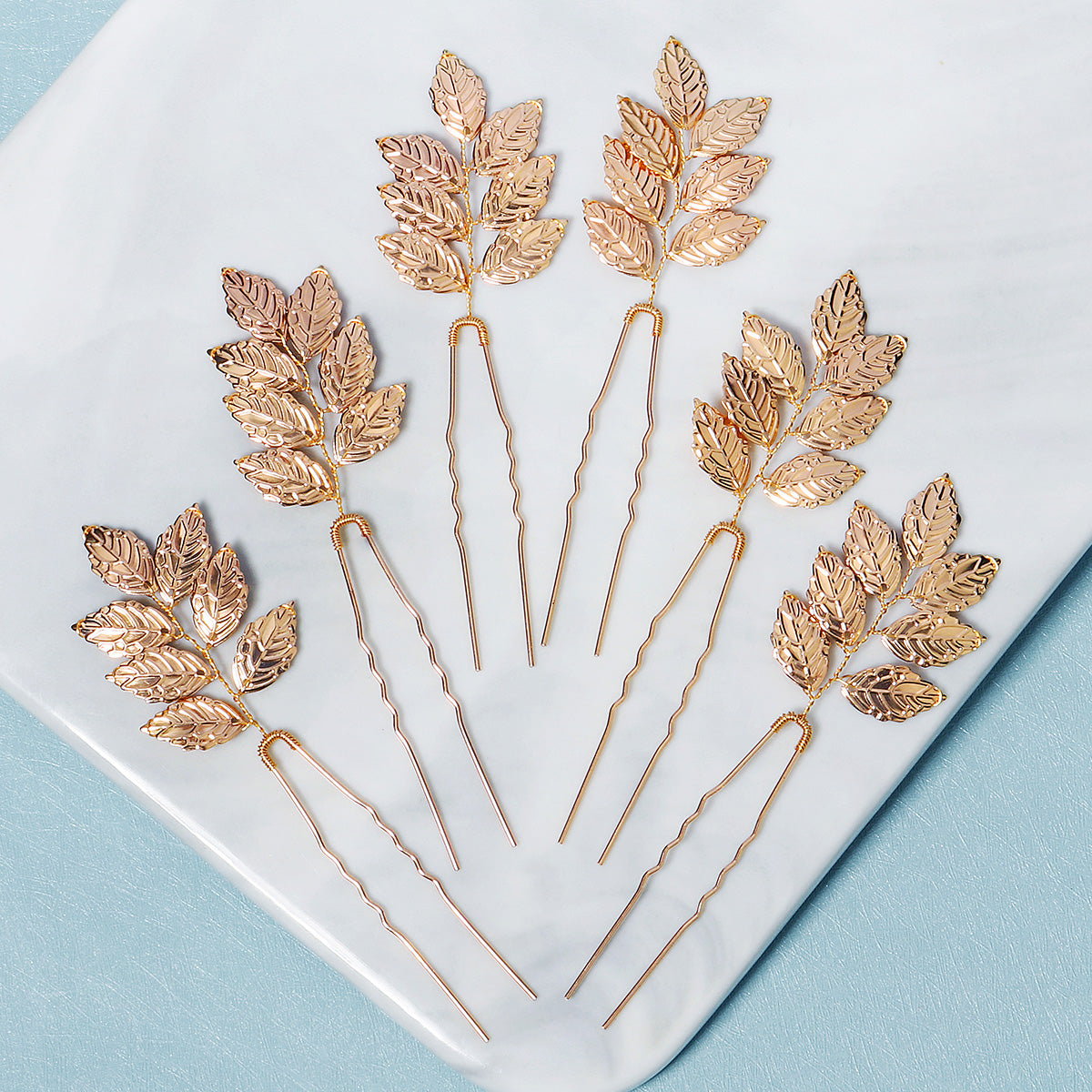 Miallo Simple Creative Gold Metal Leaves Hair pin (6 pcs/pack) Fashion Bride Wedding Hairpin Jewelry Headdress HS-J6486