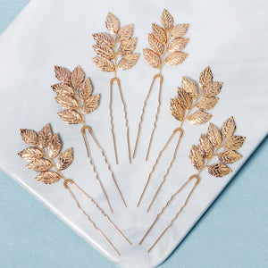 Miallo Simple Creative Gold Metal Leaves Hair pin (6 pcs/pack) Fashion Bride Wedding Hairpin Jewelry Headdress HS-J6486