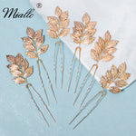 Load image into Gallery viewer, Miallo Simple Creative Gold Metal Leaves Hair pin (6 pcs/pack) Fashion Bride Wedding Hairpin Jewelry Headdress HS-J6486
