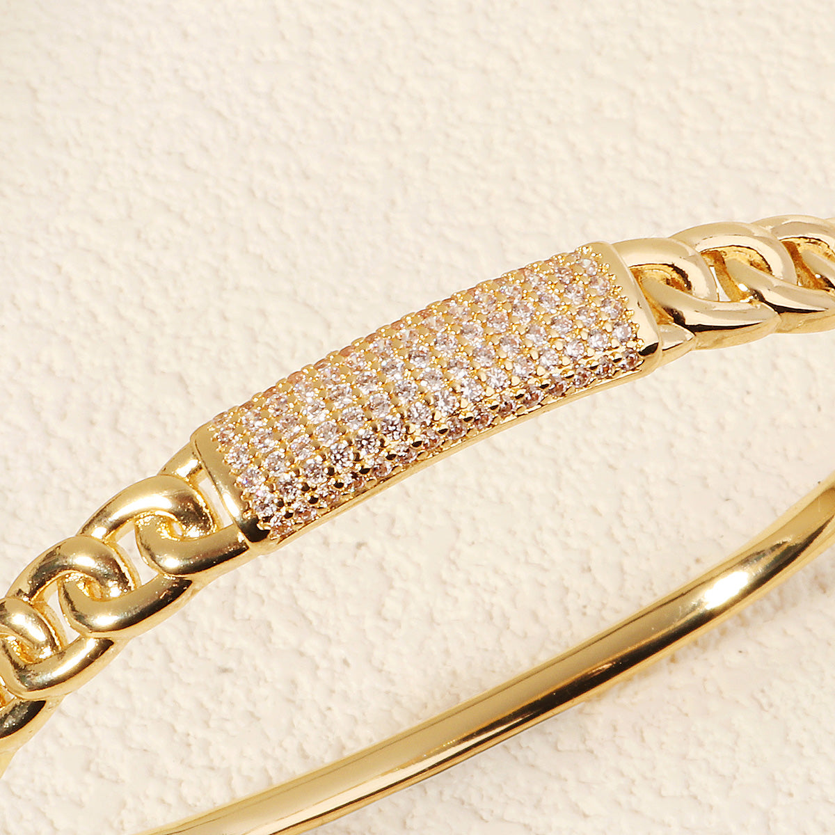 Miallo Unique Design Chain Pattern Bangle Shiny Copper Inlaid With Cubic Zircon Accessories BS-J5516G