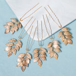 Load image into Gallery viewer, Miallo Simple Creative Gold Metal Leaves Hair pin (6 pcs/pack) Fashion Bride Wedding Hairpin Jewelry Headdress HS-J6486
