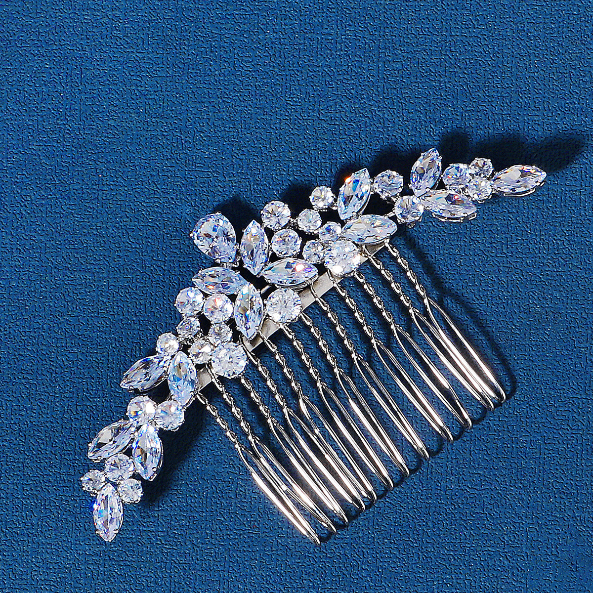 Miallo Silver Zircon Wedding Side Hair Combs Fashion Flower Hair Accessories for Bridal HS-J6664S