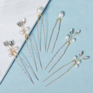 Miallo Simple Temperament High-quality Precious Hairpin (6 pcs/pack) Pearl And Metal Leaves Hair Accessories Bride Wedding Hair Jewelry HS-J6484