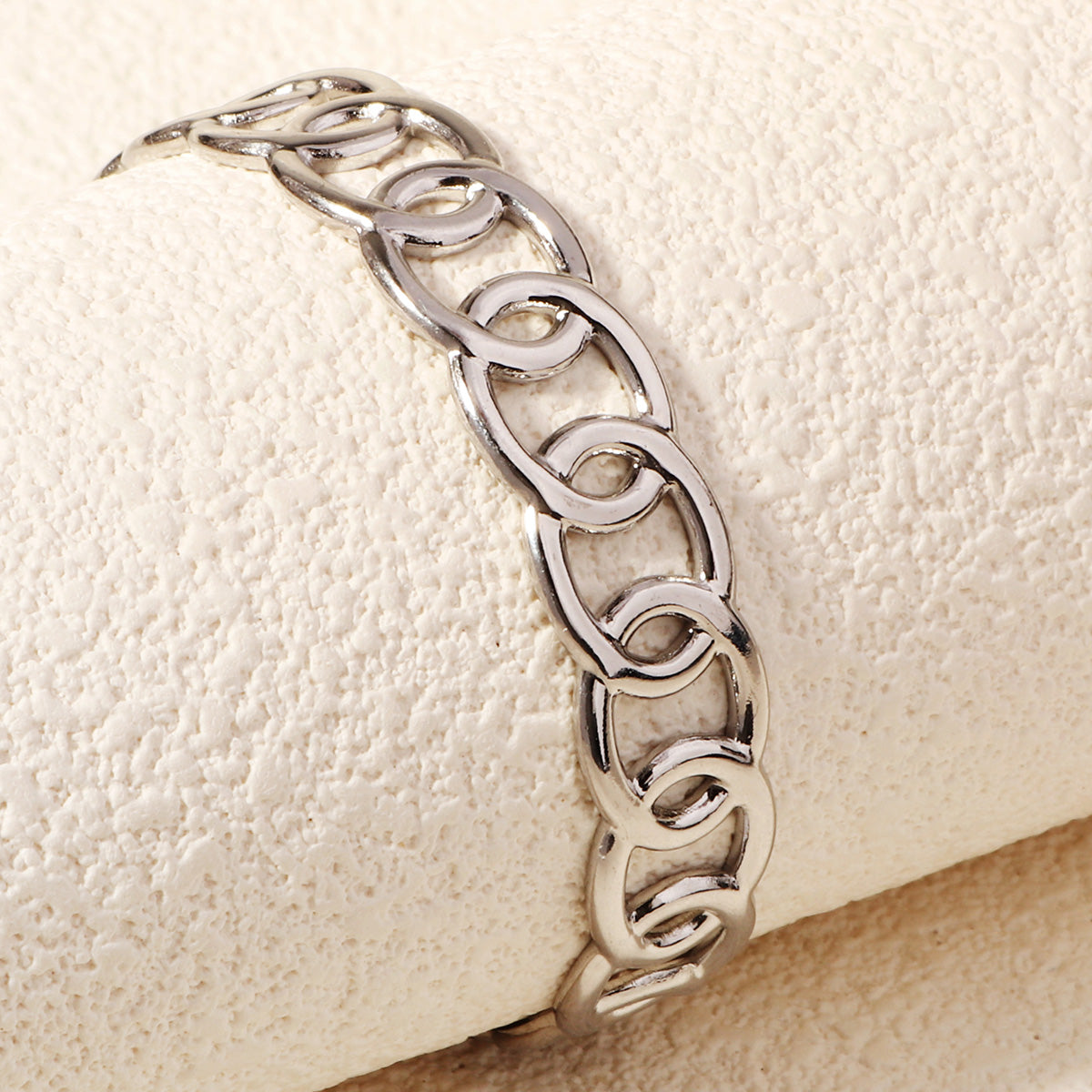 Miallo Fashion Dainty Minimalist Jewelry Tarnish Free Stainless Steel Hollow Link Chain Cuff Bangle Bracelet BS-J5562S
