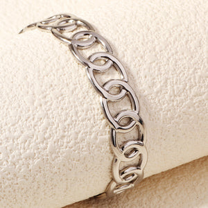Miallo Fashion Dainty Minimalist Jewelry Tarnish Free Stainless Steel Hollow Link Chain Cuff Bangle Bracelet BS-J5562S