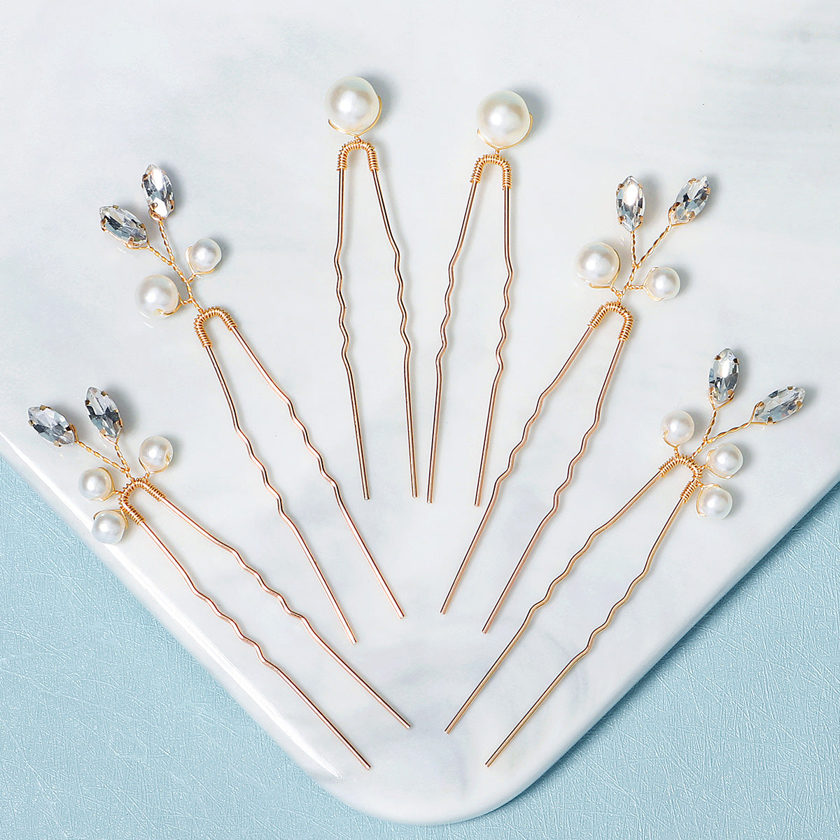 Miallo Simple Temperament High-quality Precious Hairpin (6 pcs/pack) Pearl And Metal Leaves Hair Accessories Bride Wedding Hair Jewelry HS-J6484