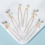 Load image into Gallery viewer, Miallo Simple Temperament High-quality Precious Hairpin (6 pcs/pack) Pearl And Metal Leaves Hair Accessories Bride Wedding Hair Jewelry HS-J6484
