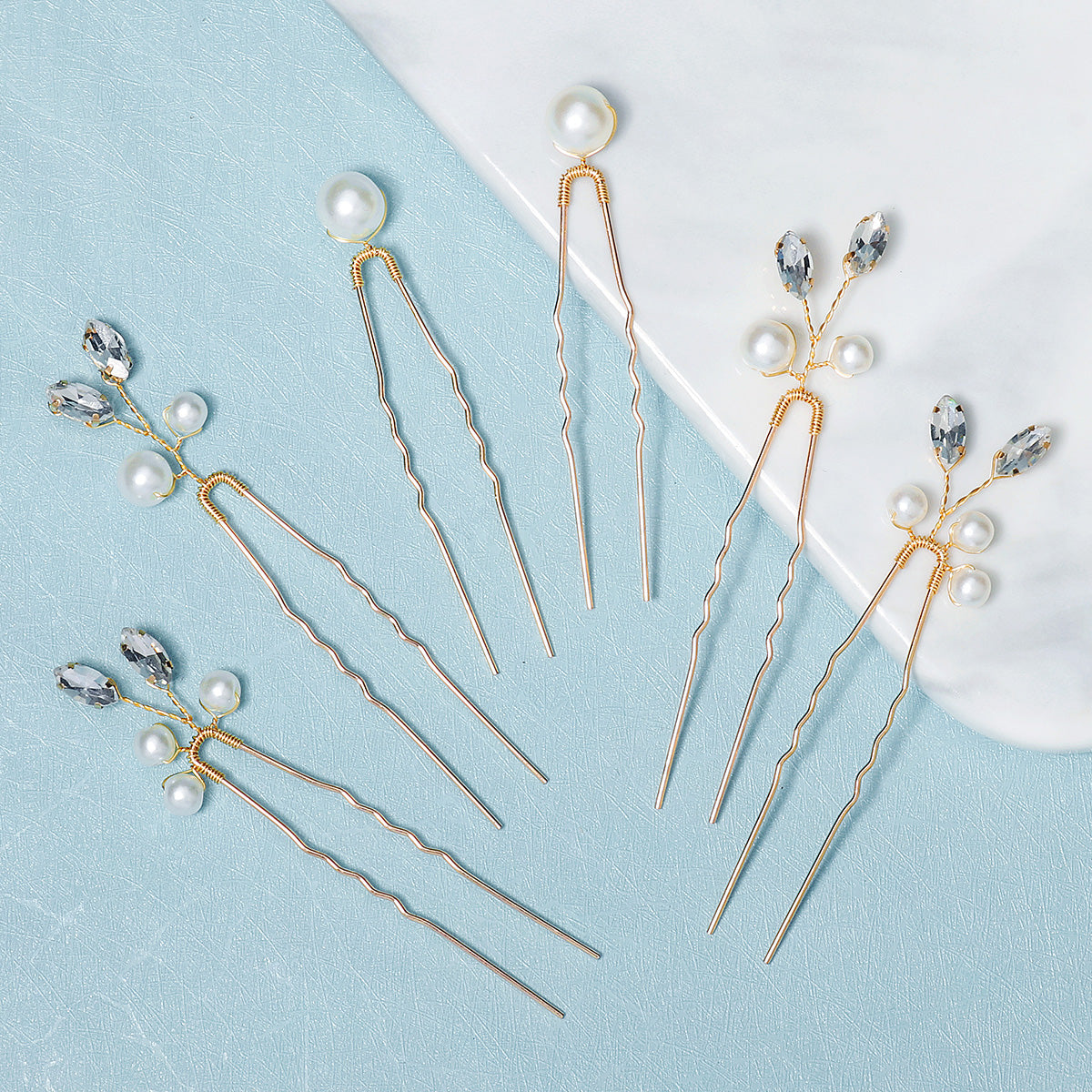 Miallo Simple Temperament High-quality Precious Hairpin (6 pcs/pack) Pearl And Metal Leaves Hair Accessories Bride Wedding Hair Jewelry HS-J6484