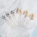 Load image into Gallery viewer, Miallo High Quality Trendy Elegant Rhinestone Hair pins (6pcs/pack) Alloy Leaves Wedding Party Hair Accessories For Girls HS-J5907

