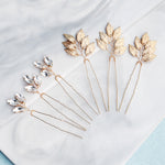 Load image into Gallery viewer, Miallo High Quality Trendy Elegant Rhinestone Hair pins (6pcs/pack) Alloy Leaves Wedding Party Hair Accessories For Girls HS-J5907
