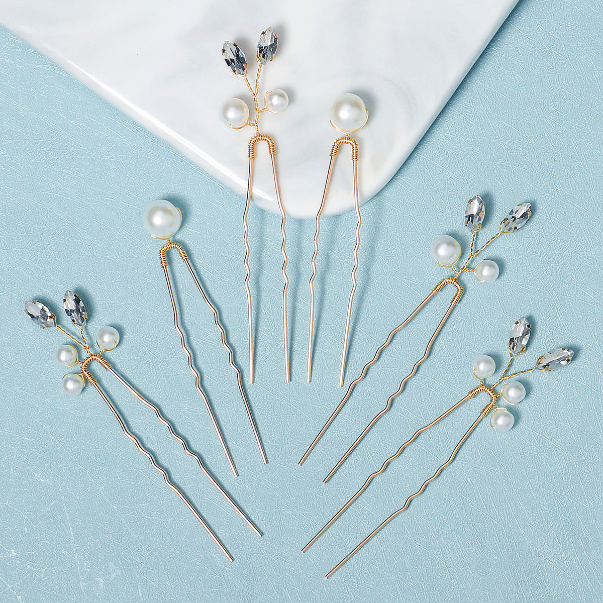 Miallo Simple Temperament High-quality Precious Hairpin (6 pcs/pack) Pearl And Metal Leaves Hair Accessories Bride Wedding Hair Jewelry HS-J6484