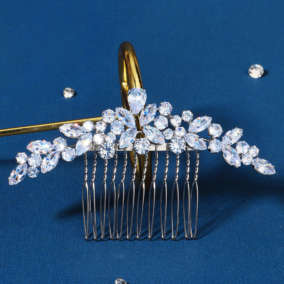 Miallo Silver Zircon Wedding Side Hair Combs Fashion Flower Hair Accessories for Bridal HS-J6664S