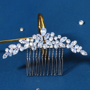 Miallo Silver Zircon Wedding Side Hair Combs Fashion Flower Hair Accessories for Bridal HS-J6664S