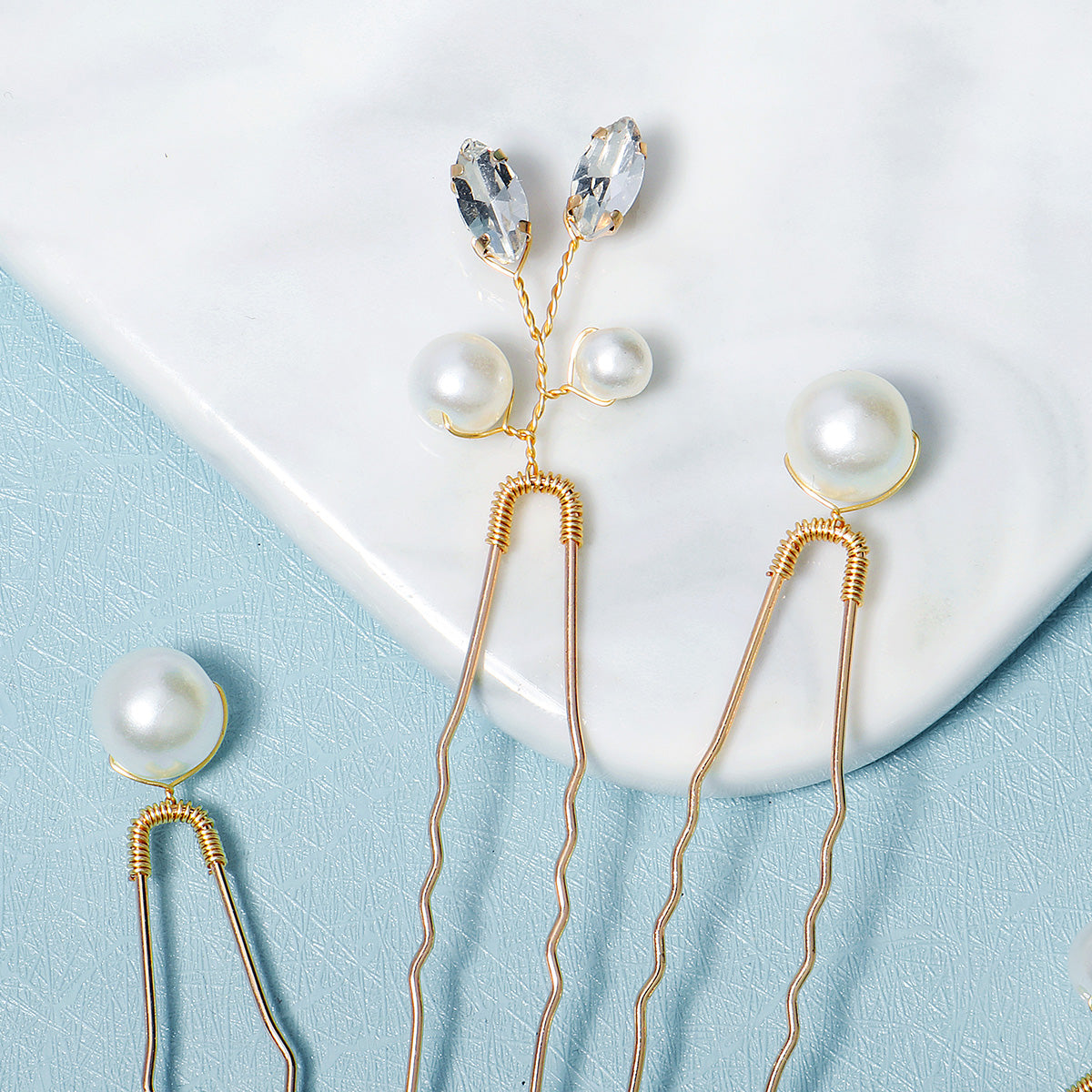Miallo Simple Temperament High-quality Precious Hairpin (6 pcs/pack) Pearl And Metal Leaves Hair Accessories Bride Wedding Hair Jewelry HS-J6484