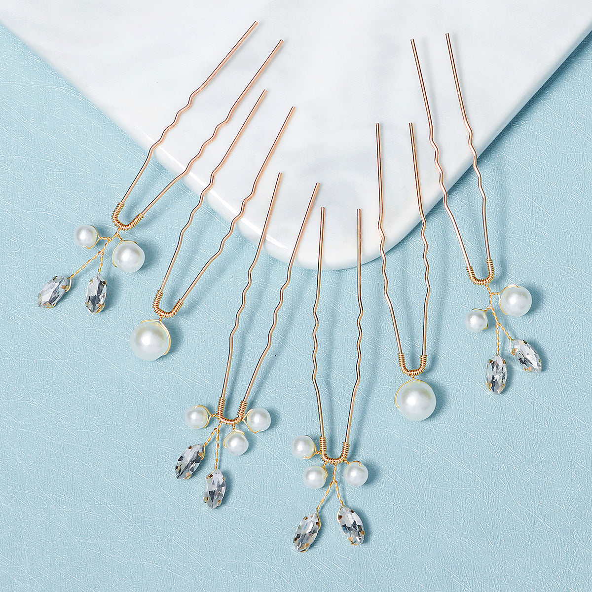 Miallo Simple Temperament High-quality Precious Hairpin (6 pcs/pack) Pearl And Metal Leaves Hair Accessories Bride Wedding Hair Jewelry HS-J6484